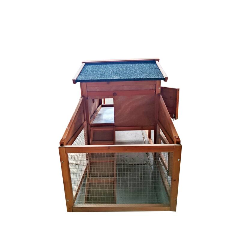 2-layer Wooden Rabbit Hutch Chicken Coop with Doors