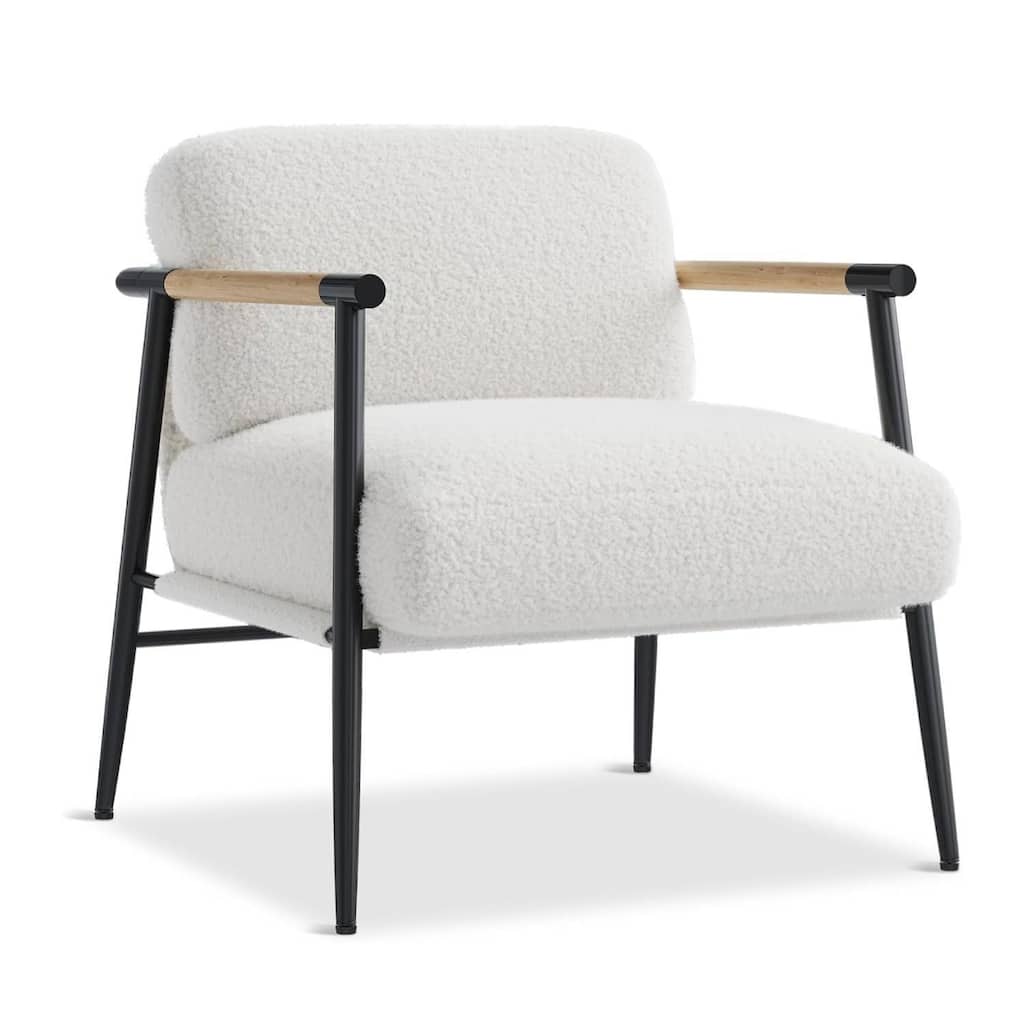 Cozy Sherpa Upholstery Ergonomic Accent Sofa Chair for Living Room or Bedroom