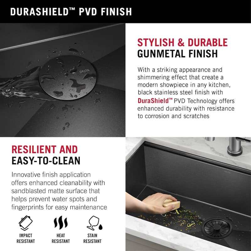Delta 95B9031-33D Rivet 33" Undermount Double Basin Stainless Steel