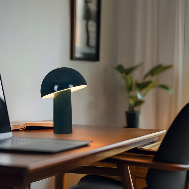 Brightech Celia LED Glossy Modern Round Dome Dimmable Cordless Portable Rechargeable Bedside Nightstand Desk Lamp