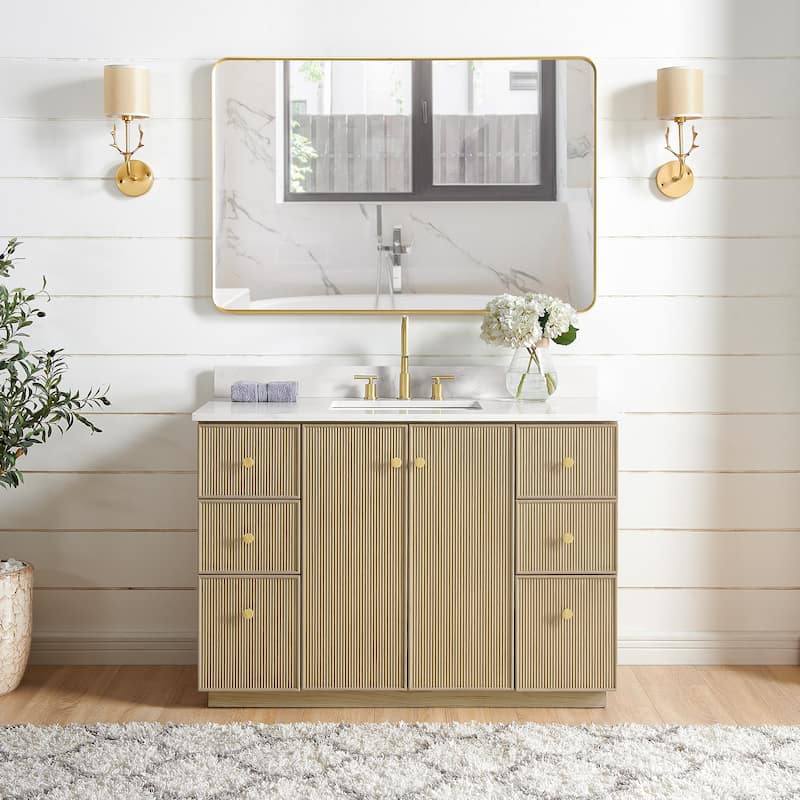 Oza Bath Vanity with Quartz Stone Top and Mirror