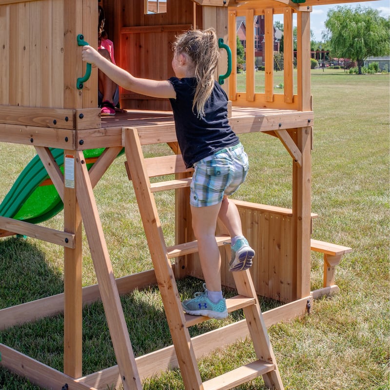 Backyard Discovery Montpelier Cedar Wood Swing Set, Slide, Clubhouse
