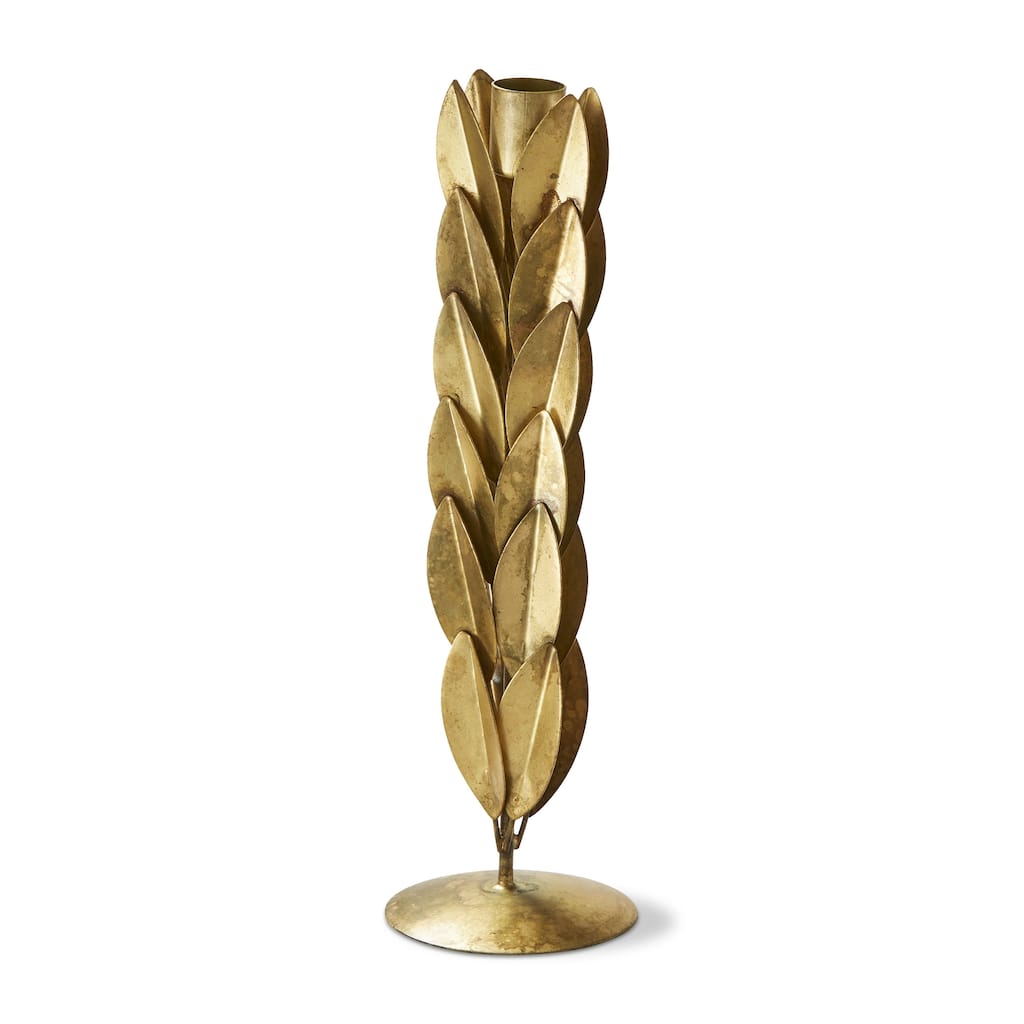 Orla Medium Taper Holder - Antique Brass Gold Iron Candle Holder for Straight Taper Candles - 10.5" H x 3" L x 3" W