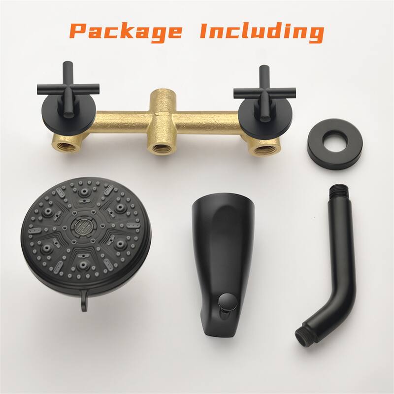 Wall Mount Shower Faucet with Tub Spout Brass 10-Setting Spray Complete Wall Mounted Shower System with Valve