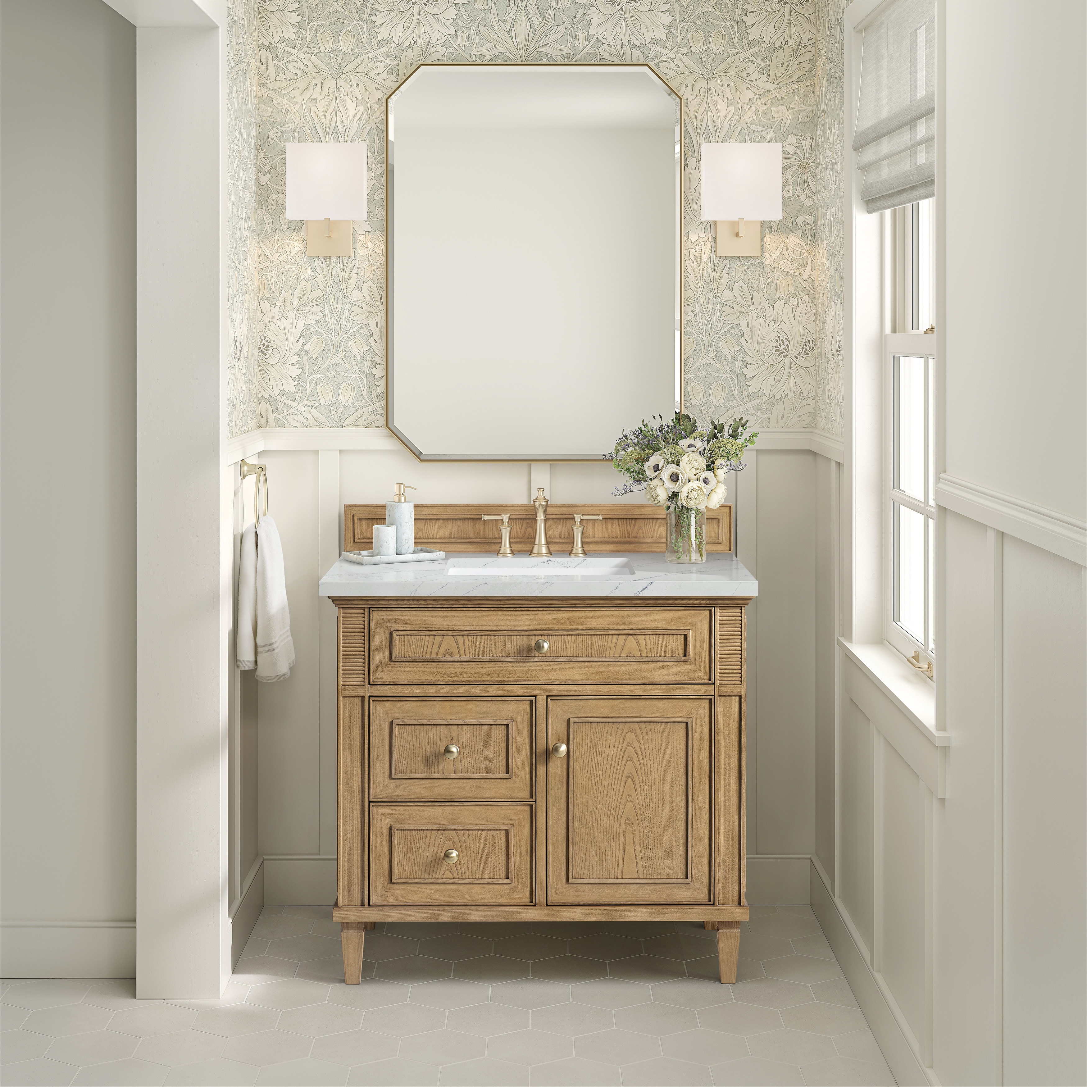 James Martin Vanities Lorelai 36" Single Vanity, Light Natural Oak