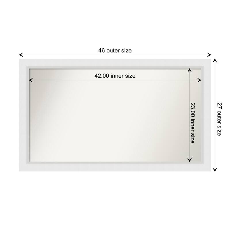 Blanco White Framed Non-Beveled Custom Wall Mirror, Bathroom Vanity Mirror - Outer Size: 46.25 x 27.25