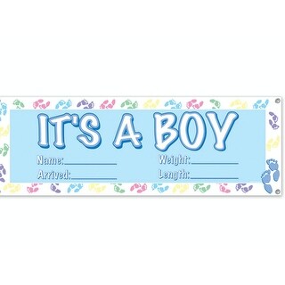 Shop Club Pack Of 12 Light Blue It S A Boy New Baby Banner Sign