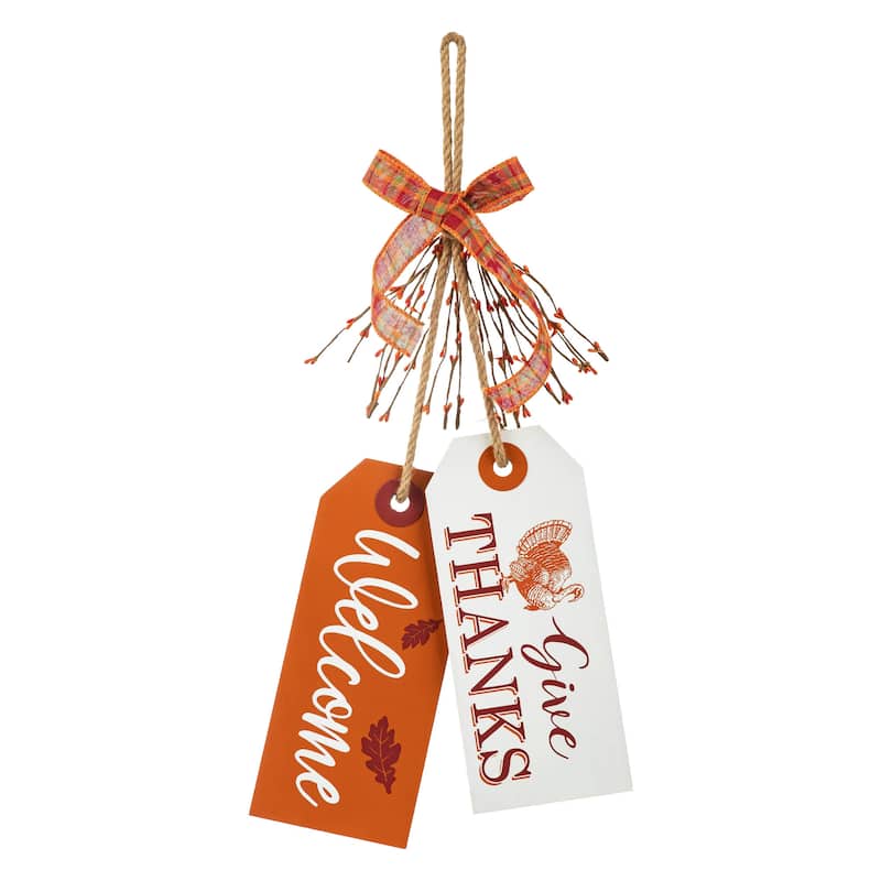 Glitzhome 24"H Wooden Fall Thanksgiving Doorknob Hanging Decor - Thanksgiving