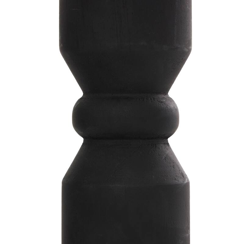 Black Wood Minimalistic Tapered Candle Holder (Set of 2)