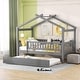 preview thumbnail 1 of 4, Twin Size Wooden House Bed, Gray Twin