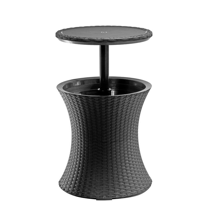 Keter Pacific Cool Bar Outdoor Side Table 7.5 Gallon Cooler Ice Chest Furniture For Patio Lawn and Garden, Dark Grey - Dark Grey