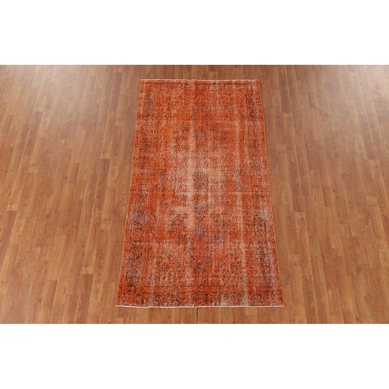 Orange Anatolian Distressed Turkish Vintage Rug Handmade Wool Carpet - 3'9"x 7'0"