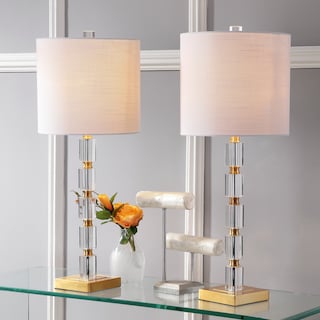 Nala 28.5" Crystal LED Table Lamp, Clear/Brass (Set of 2) by JONATHAN  Y