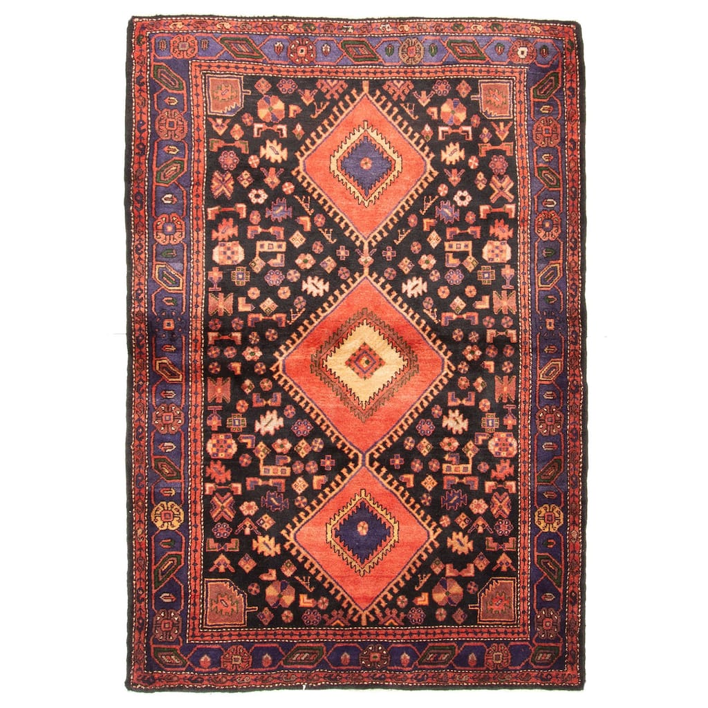 ECARPETGALLERY Hand-knotted Konya Anatolian Black Wool Rug - 4'8 x 6'11