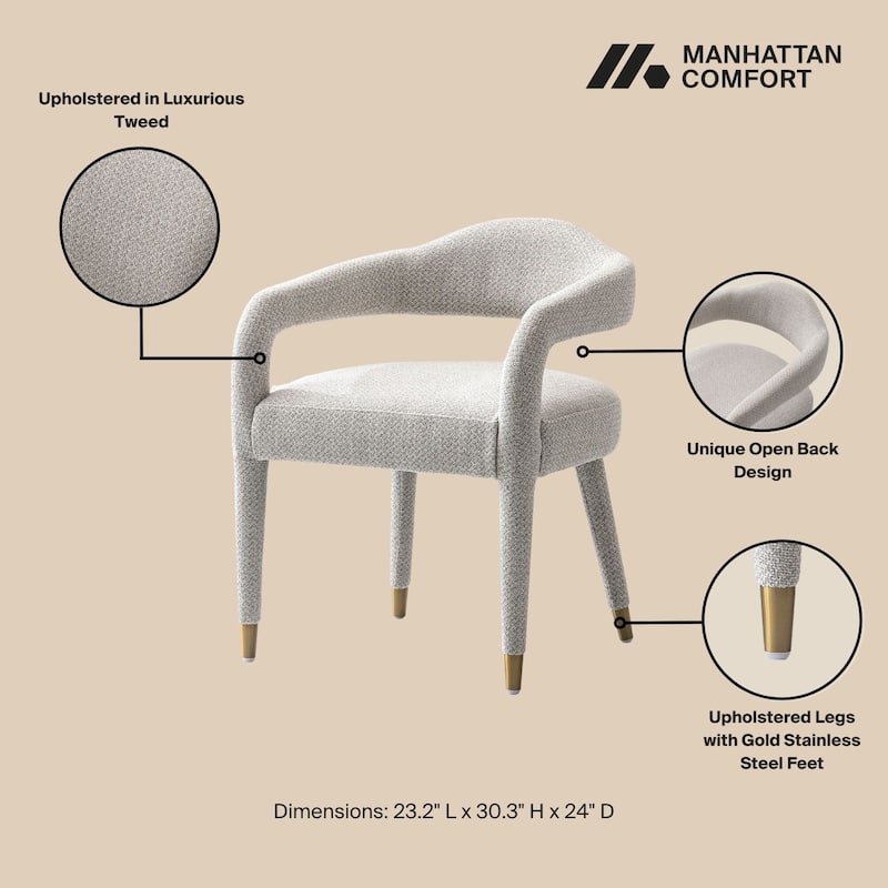Manhattan Comfort Modern Aspen Tweed Dining Armchair