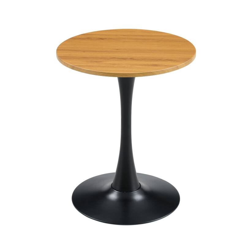 Round Dining Table, 23.6" Circle Tulip Table with Thickened Tabletop & Metal Pedestal, Mid Century Modern Bistro Table