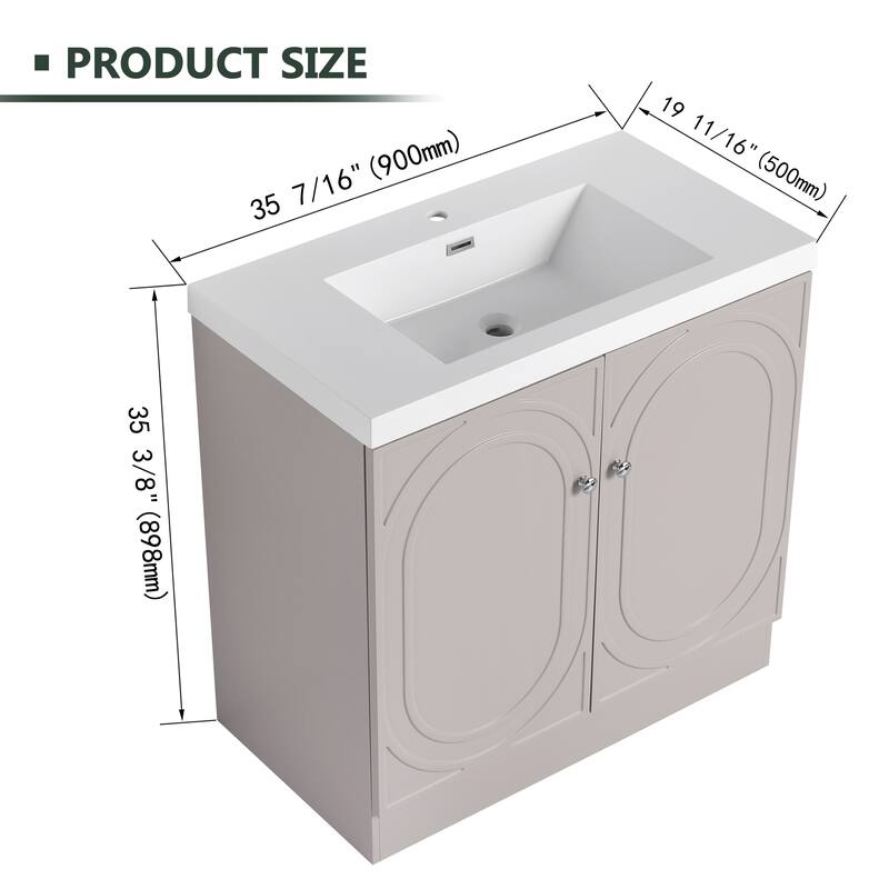 36" Freestanding Bathroom Vanity with Resin Sink