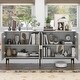 preview thumbnail 3 of 13, Server Cabinet Kitchen Buffet Accent Cabinet Sideboard Bookcase Grey - 63"X15.7"X31.9"