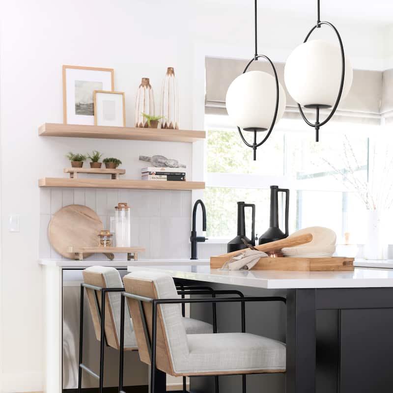 Farrah White Frosted Glass Globe w/Gold Metal Frame Pendant Light