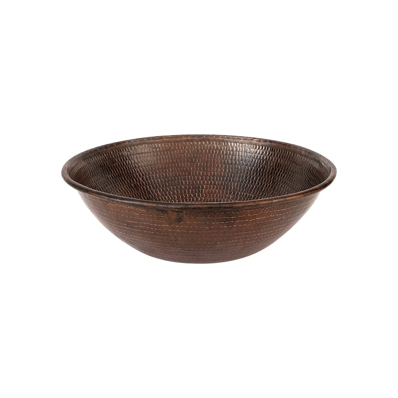 15-in Round Wired Rim Vessel Hammered Copper Sink (VR15WDB)