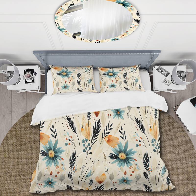 Designart "Tribal Oasis Boho Pattern" Beige Bohemian - Bedding Set With Shams