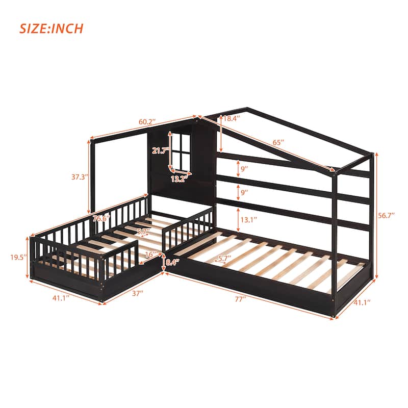 Wood House Bed Twin Size