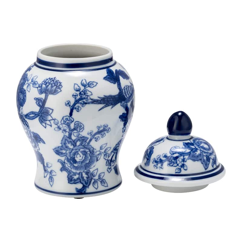 Sagebrook Home Ceramic Chinoiserie Ginger Jar with Lid
