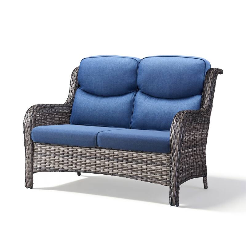 Pocassy Outdoor 2 Person Sofa Patio Loveseat with Comfy Cushions