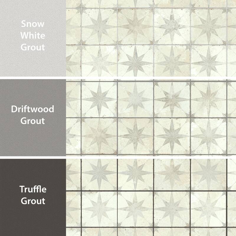 Merola Tile Harmonia Kings Star White 13" x 13" Ceramic Floor and Wall Tile