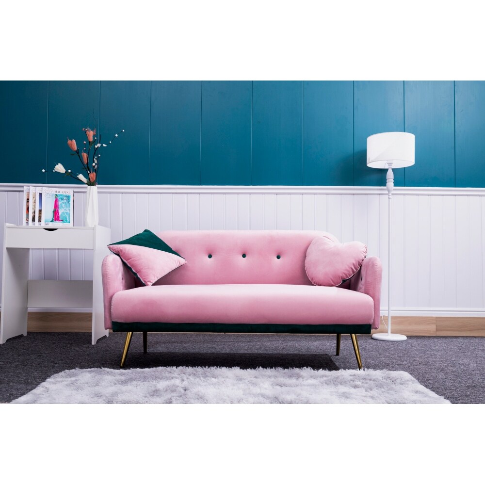 Velvet Sofa includes 2 Pillows for Small Spaces Bed Bath