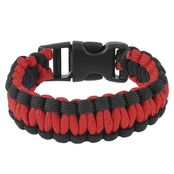 Unique Bargains 9" Girth Plastic Side Release Buckle Survival Bracelet Black Red