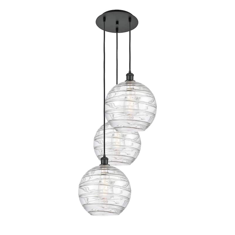 Innovations Lighting Athens Deco Swirl 3 Light 19" Multi-Pendant - Matte Black
