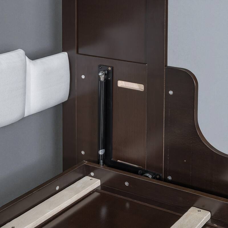 Queen Size Murphy Wall Bed with Folding Cushion Chair, Space-Saving Cabinet Bed for Guest Room or Home Office