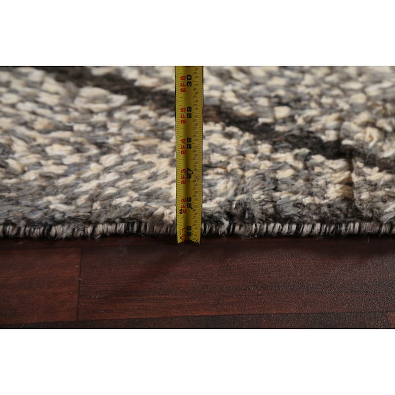 Abstract Contemporary Moroccan Oriental Area Rug Handmade Wool Carpet - 8'9" x 11'11"
