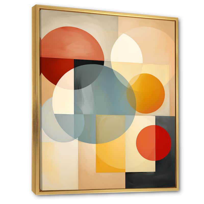 Designart "Midcentury Minimal Abstract Geometric Art I" Modern Midcentury Framed Canvas Art Print