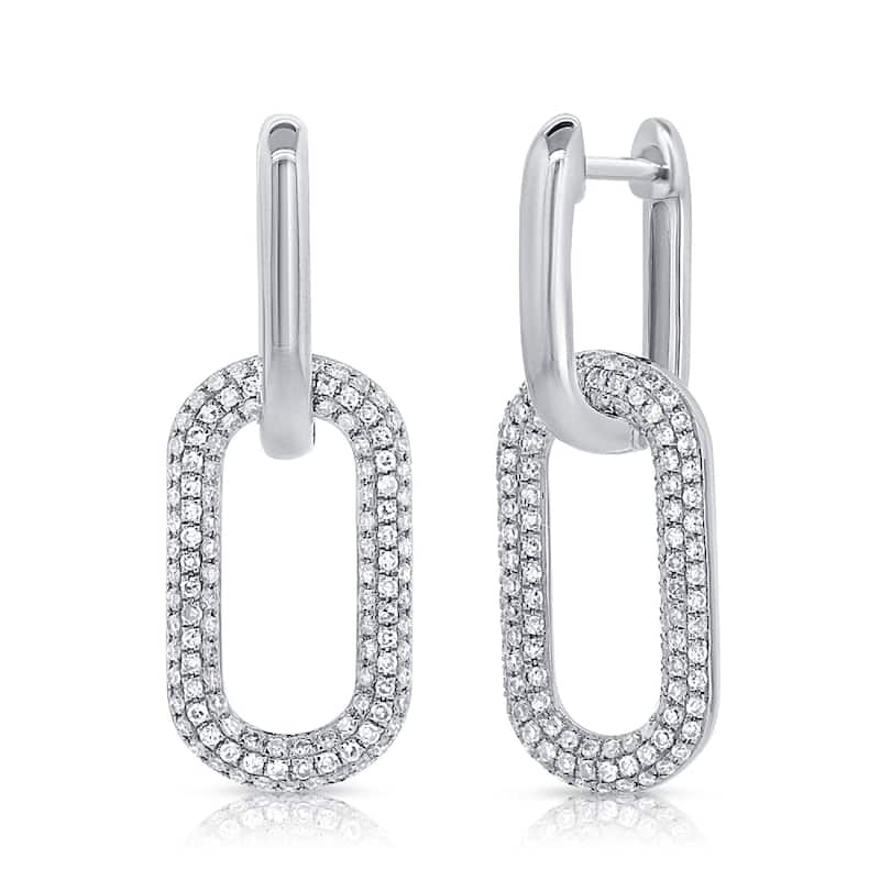 Joelle Collection Diamond Pave Link Dangle Earrings 2/3 cttw. 14K Gold