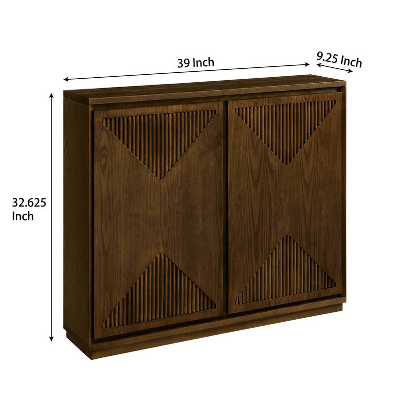 Roomfitters V-Shape Fluted Sideboard Cabinet Mid-Century Modern Storage Console Buffet for Entryway & Coffee Bar