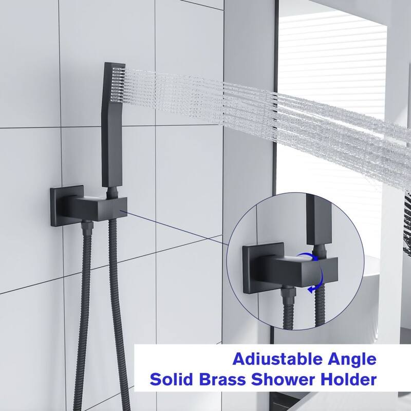 Lordear 16" Rain Mixer Shower System with Ceiling-Mounted Rainfall Shower Head and Square Rain Shower Head
