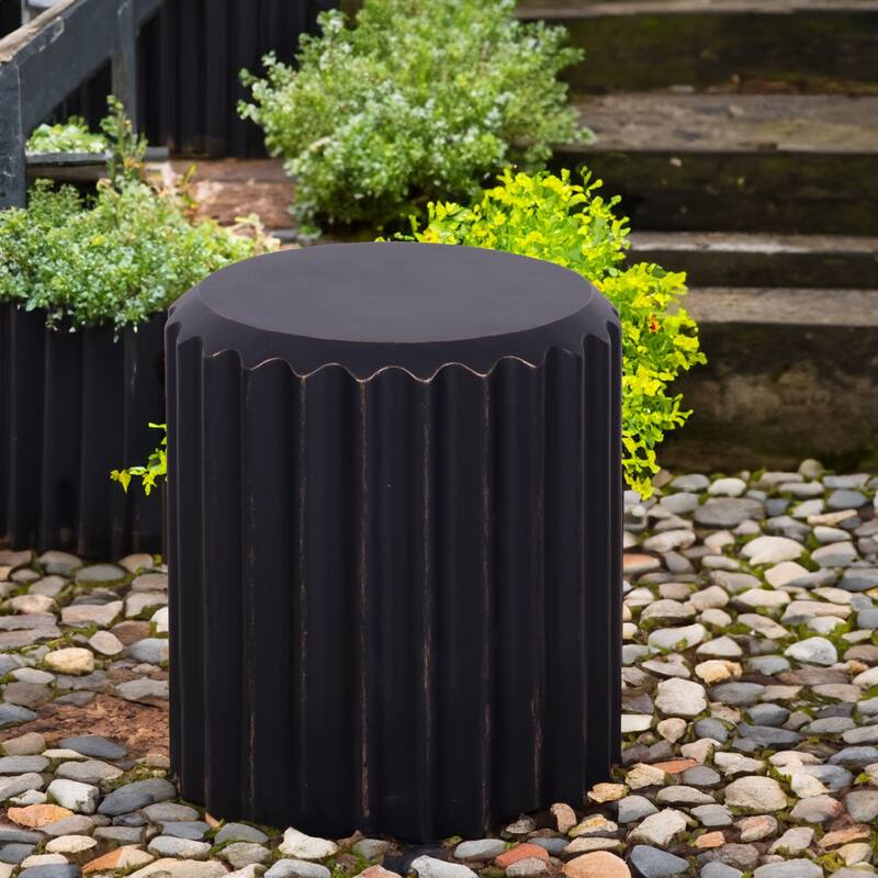 Round Accent End Table TerraFab for Outdoor Patio Garden Indoor Home