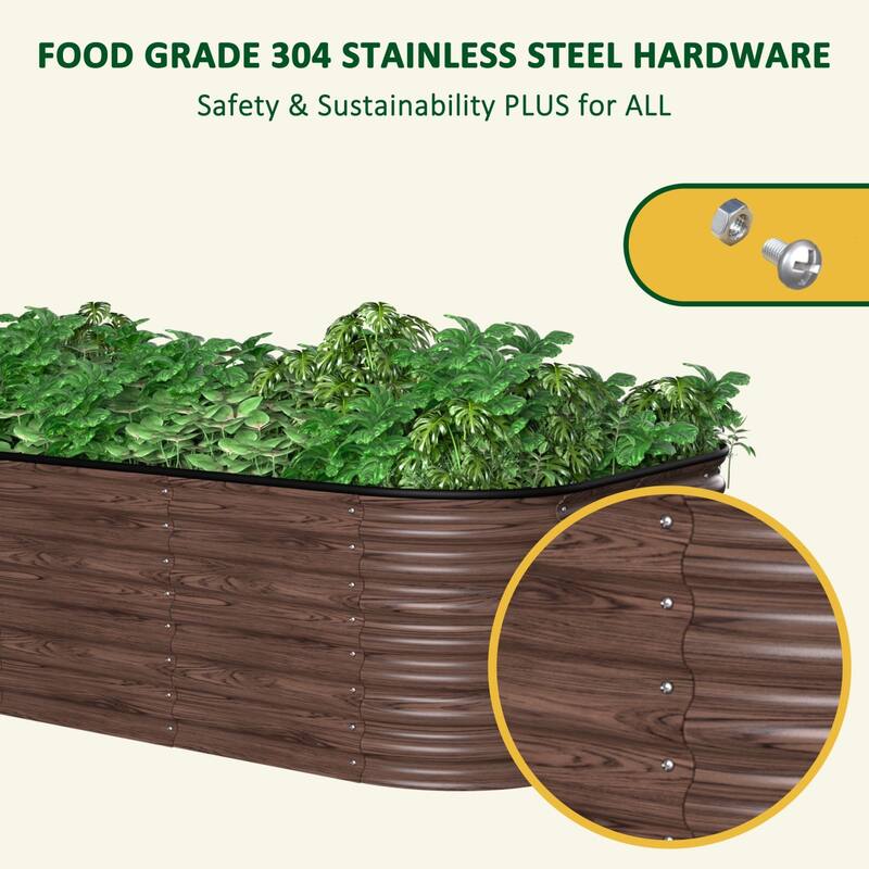 VEIKOUS 24''H Galvanized Raised Garden Bed, Durable Outdoor Planter Box with Rust-Resistant Steel