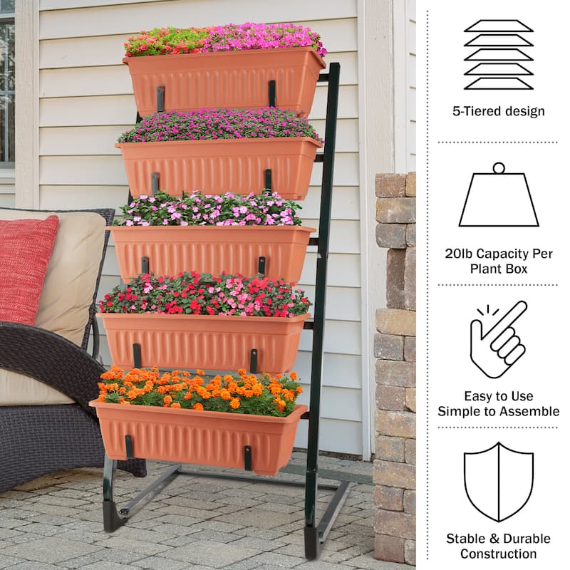 Raised Garden Beds - 5 Tier Vertical Garden Planter by Pure Garden (Terracotta) - 5-Tier