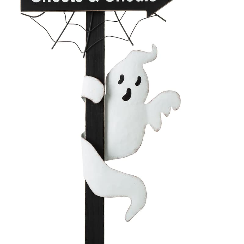 Glitzhome Halloween LED Ghost Cat Pumpkin Nutcracker Yard Stakes Standing Sign Hanging Decor