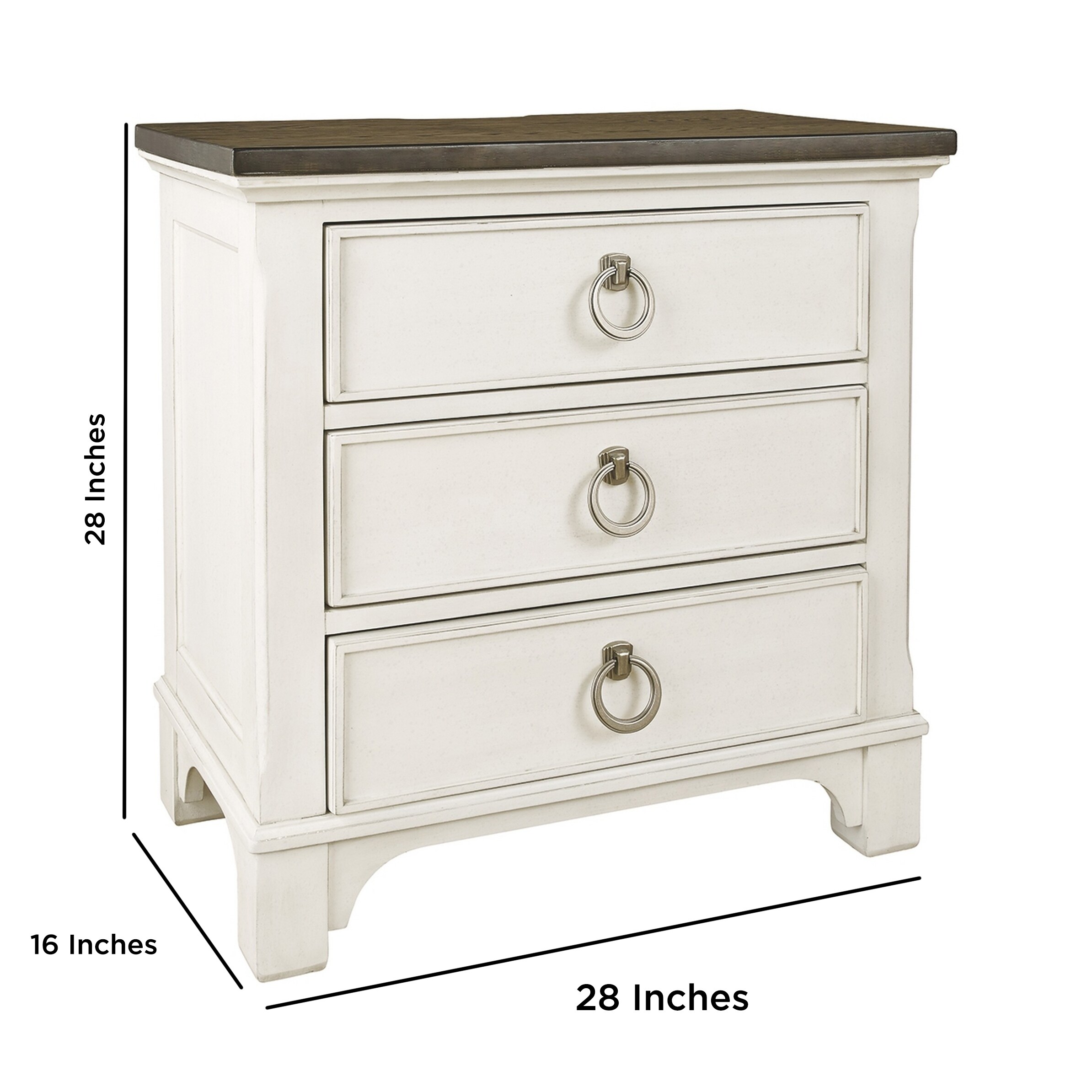 Shop Cottage 3 Drawer Wooden Nightstand With Contrasting Top White And Brown On Sale Overstock 32047046