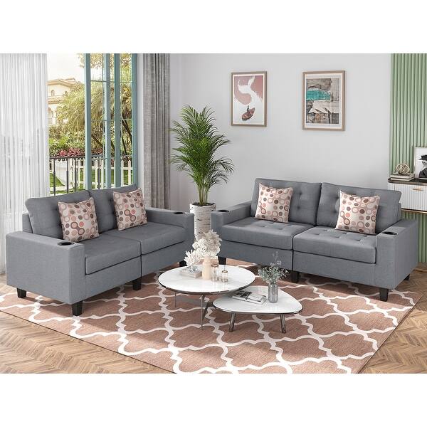 Moda Style 2 Pieces Sofa And Loveseat Set Tufted Thick Cushions Grey Overstock 32662540 The practicality of a neutral grey color sofa combines versatility and elegance, but it can also carry the unwanted risk of becoming too bland and even boring over time. usd