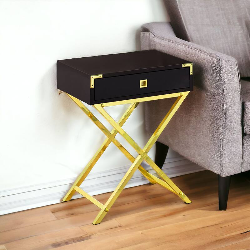 24” Modern Nightstand with Drawer and Cross Base Wood End Table for Bedroom or Living Room - 18.25”L x 12”W x 24”H