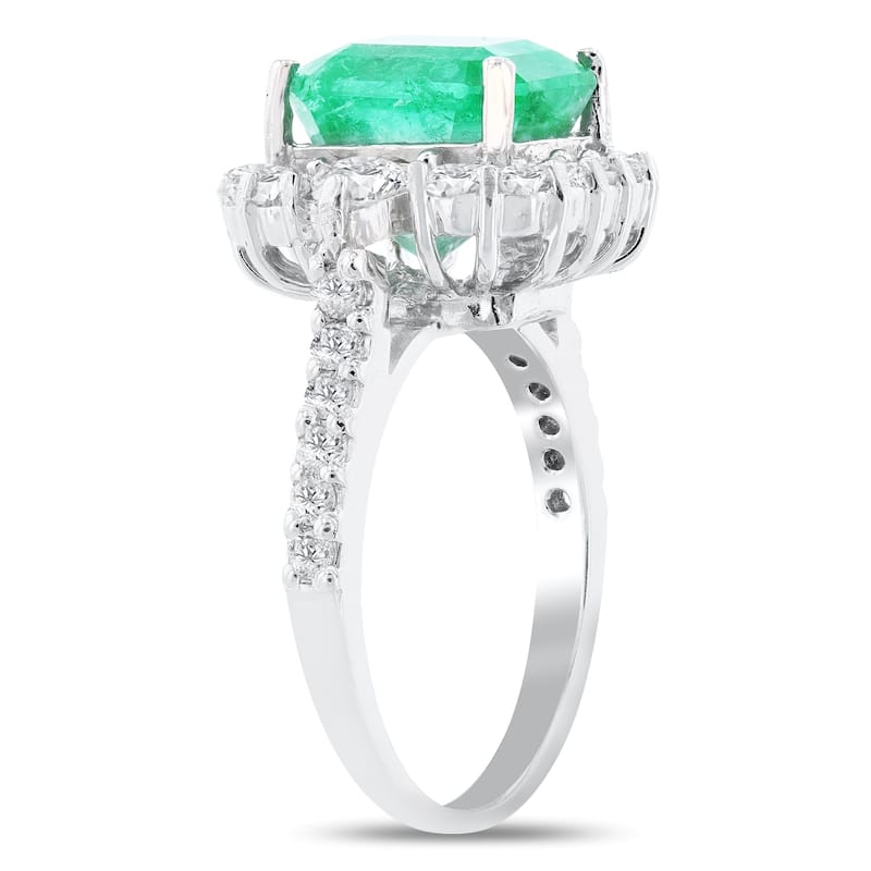 Auriya 14k White Gold 4 1/10ct Emerald and 1ct TDW Diamond Ring