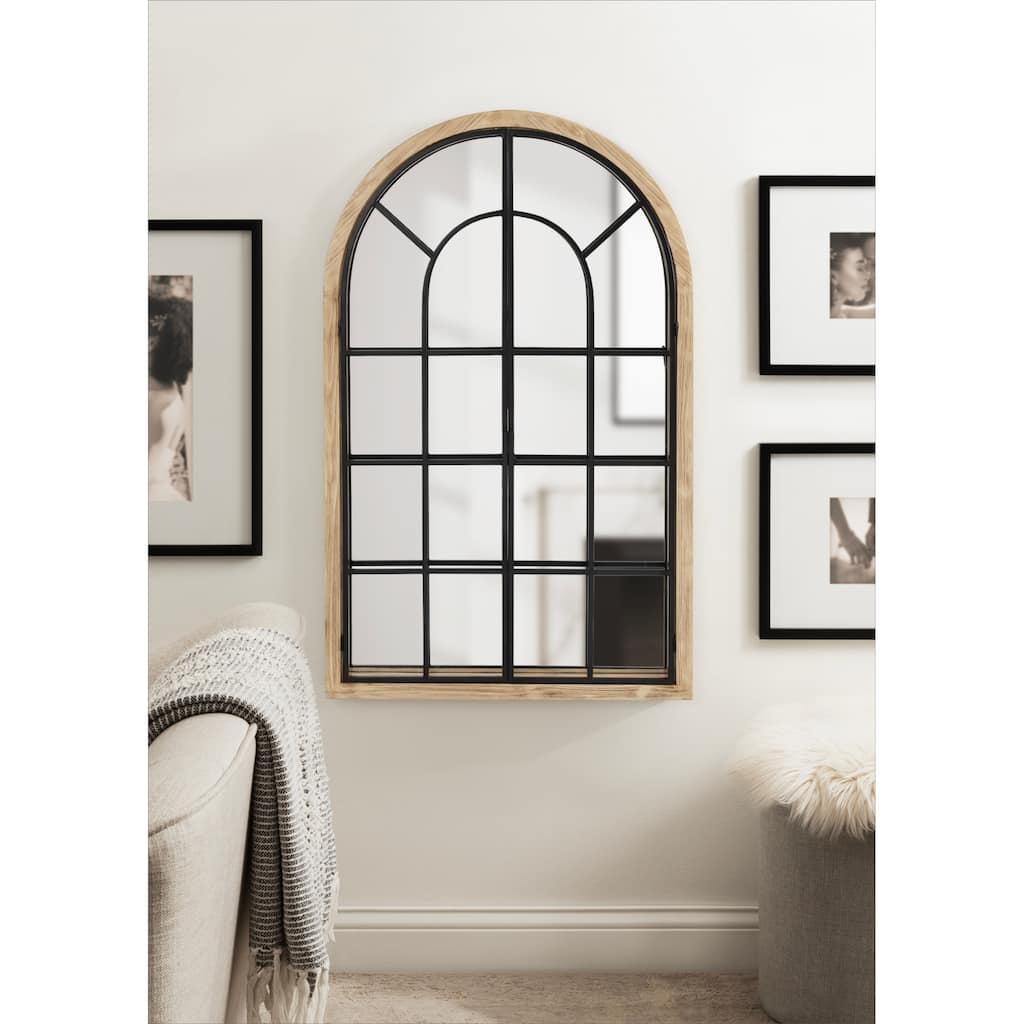 Kate and Laurel Boldmere Wood/Metal Arch Windowpane Mirror - 26x42