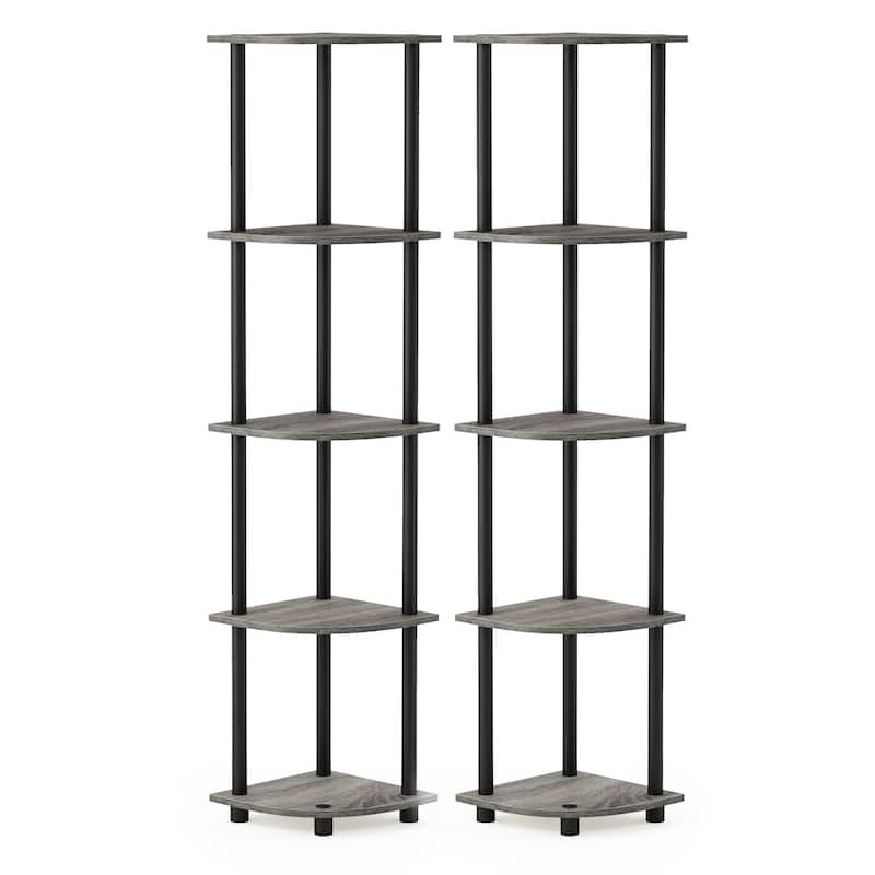 Furinno Turn-N-Tube 5 Tier Corner Display Rack Multipurpose Shelving Unit, Set of 2