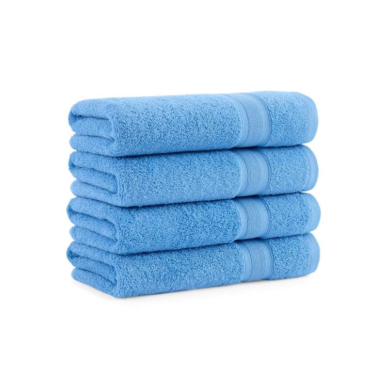 Aston & Arden Aegean Recycled Solid Towel Collection - Hand Towel - Set of 4 - Blue