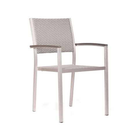 Offex Metropolitan Dining Arm Chair Brushed Aluminum Pack of 2 - 21"L x 21.3"W x 34.9"H